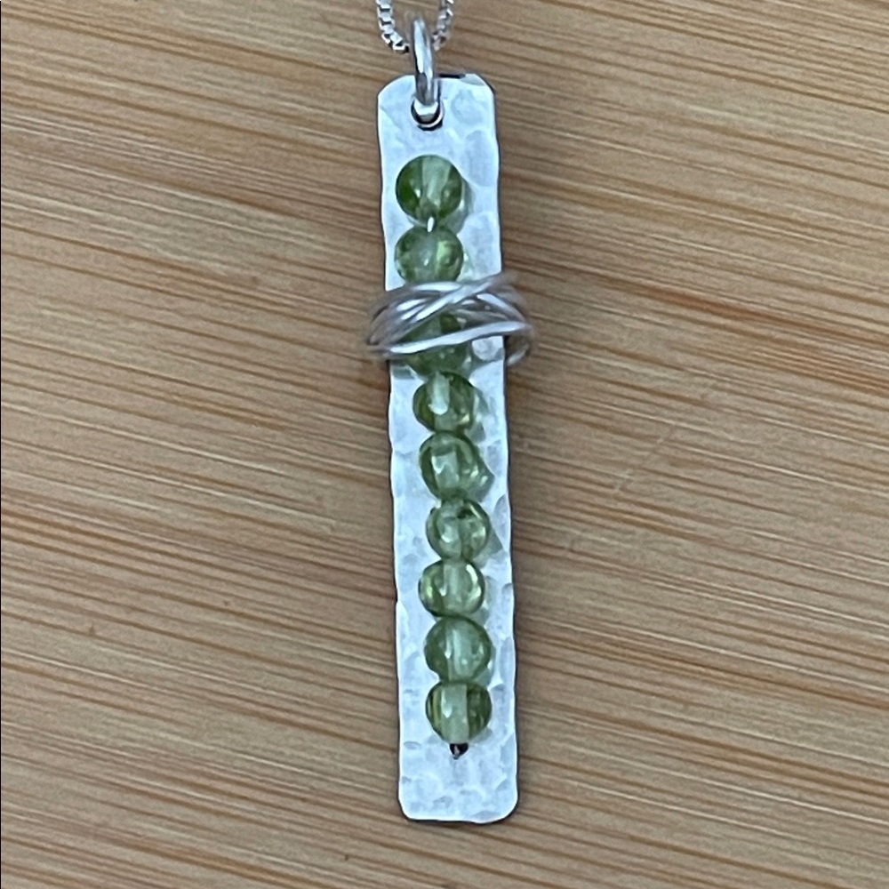 Elegant Starling Silver Jewelry and Green Peridot Pendant Necklace Handmade